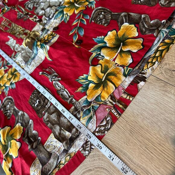 Hilo Hattie Tiki Idols Hibiscus Tropical Hawaiian Button Up Shirt Red M - Picture 9 of 9